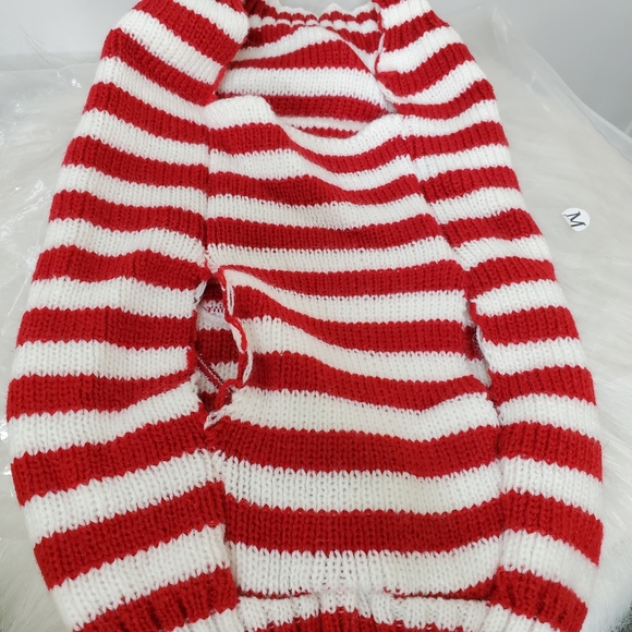 NEW BOBIBI Red Striped Dog Sweater Christmas Santa Pet Cat Winter Knitwear Warm - Picture 6 of 9